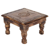 Triple Moon mango wood Altar Table with Detailed Border