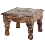 Triple Moon mango wood Altar Table with Detailed Border
