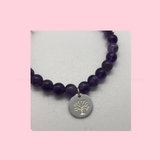 Amethyst Crystal Healing Bracelet With Sterling Silver Charm