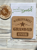 Star Worlds Best Dad Grandad Daddy Wooden Coaster