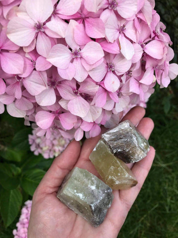 green calcite crystal stone 