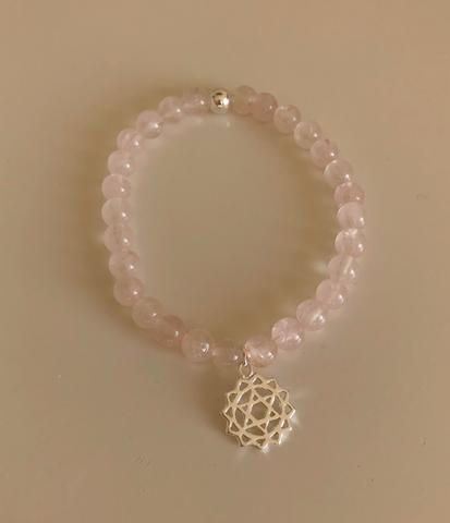 Rose Quartz With Sterling Silver Heart Chakra Charm