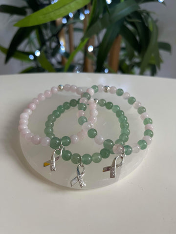 Charity Crystal bracelet With Silver Ribbon Charm
