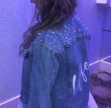 Personalised Denim Wedding Jacket With Swarovski Crystal and Pearly detail