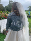 Personalised Denim Wedding Jacket With Swarovski Crystal and Pearly detail