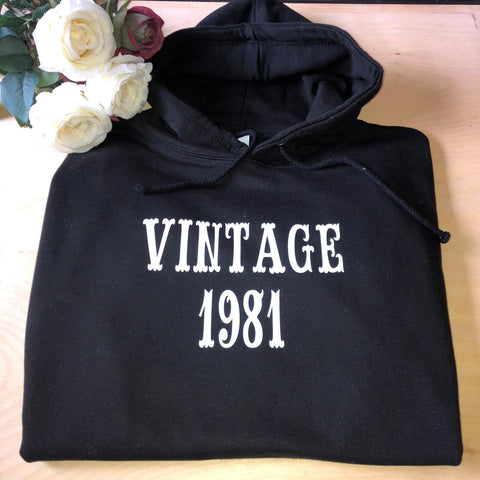 vintage year of birth celebration hoodie 