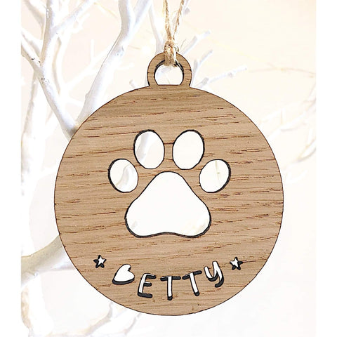Personalised Dog Paw Christmas Decoration