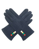 red cuckoo london navy button detail gloves 