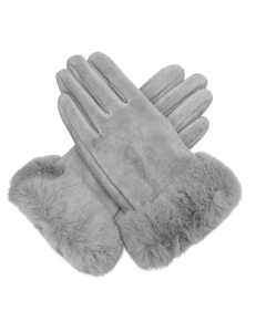 grey faux fur gloves by red cuckoo london 
