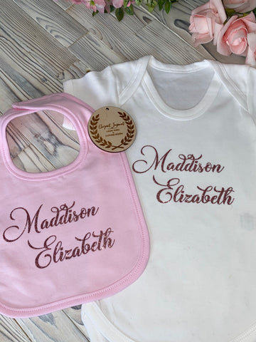 Personalised baby gift Bib & Vest