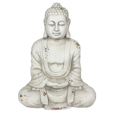 White Hands In Lap Sitting Garden Buddha