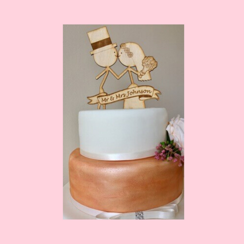 personalised wooden figurine cake topper 