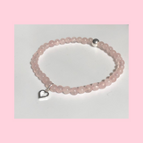 Rose Quartz Healing Crystal Bracelet With Choice Of Sterling Silver Charm
