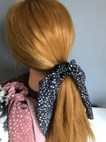 hair bow scrunchie black and white 