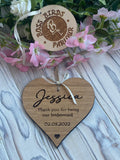 Bridesmaid Personalised Wooden Hanging Heart Gift