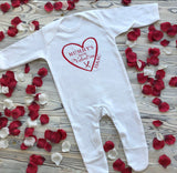 personalised valentines baby grow 