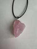 rose quartz rough crystal necklace 