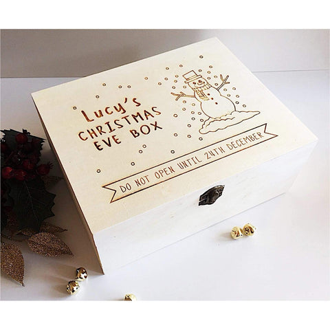 personalised christmas eve box in snowman design 