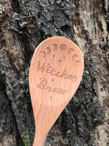 witches brew wooden cooking spoon