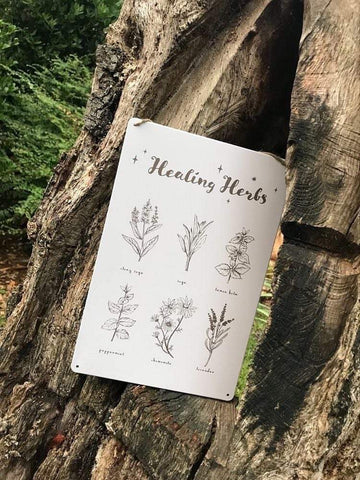 healing herbs metal hanging sign 