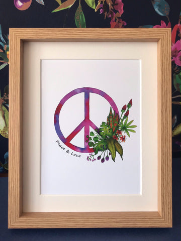 Framed Peace And Love Print