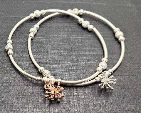 Dandelion Charm Stacker Bracelet