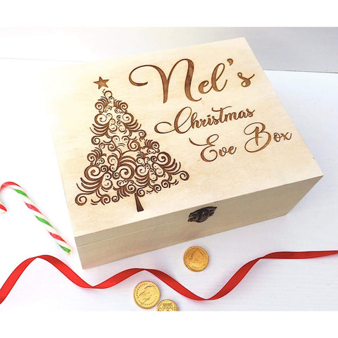 personalised christmas eve wooden box 