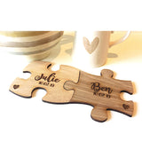 Set Of Two Personalised Wooden Jigsaw Coasters