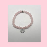 Rose Quartz Healing Crystal Bracelet With Choice Of Sterling Silver Charm