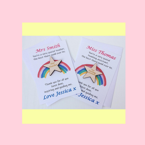 Teacher Or Teaching Assistant Gift Magnet And Personalised Card