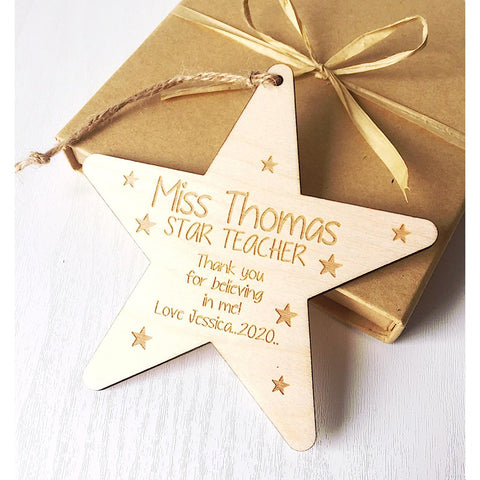 Personalised Teacher Or Teaching Assistant Star With Gift Box