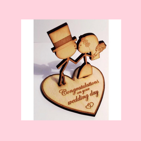 personalised wooden wedding day gift figurine 